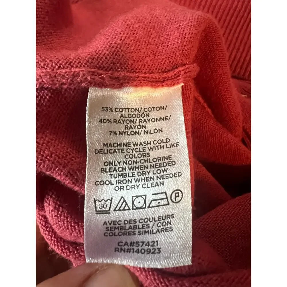 LOFT Long Cardigan, Medium, Dark Pink / Red, Button, Cotton Blend, Office, Work
